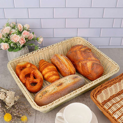 Hand Woven Rattan Style Storage Baskets Set of 6 Cream White Organiser Bins