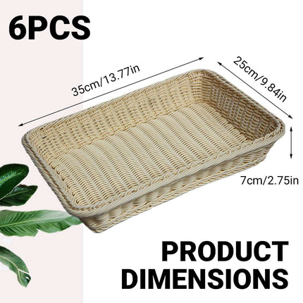 Hand Woven Rattan Style Storage Baskets Set of 6 Cream White Organiser Bins