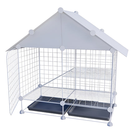 Indoor Outdoor Rabbit Hutch Double Layer Cage Cleaning Free Bunny House Villa