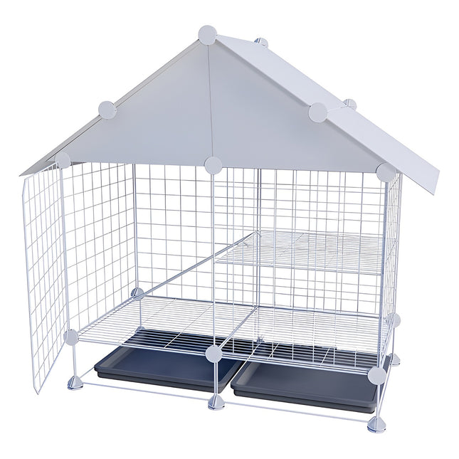 Indoor Outdoor Rabbit Hutch Double Layer Cage Cleaning Free Bunny House Villa