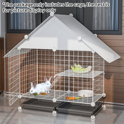 Indoor Outdoor Rabbit Hutch Double Layer Cage Cleaning Free Bunny House Villa
