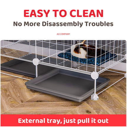 Indoor Outdoor Rabbit Hutch Double Layer Cage Cleaning Free Bunny House Villa