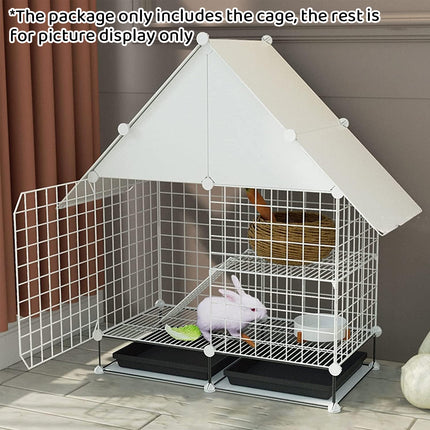 Indoor Outdoor Rabbit Hutch Double Layer Cage Cleaning Free Bunny House Villa