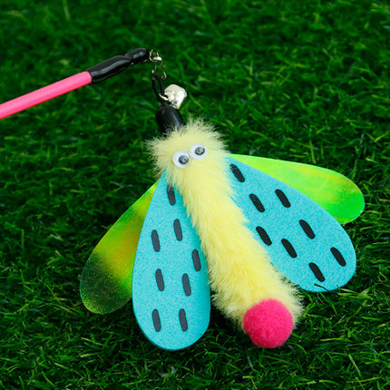 Insect Cat Teaser Wand 49cm Long Stick Toy with Bell for Interactive Play