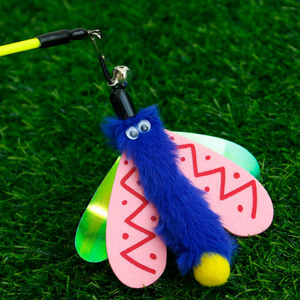 Insect Cat Teaser Wand 49cm Long Stick Toy with Bell for Interactive Play