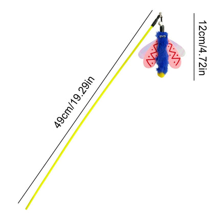 Insect Cat Teaser Wand 49cm Long Stick Toy with Bell for Interactive Play