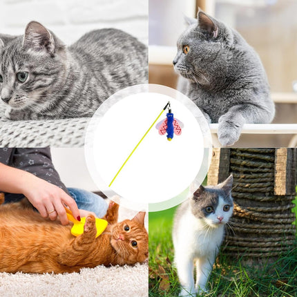 Insect Cat Teaser Wand 49cm Long Stick Toy with Bell for Interactive Play