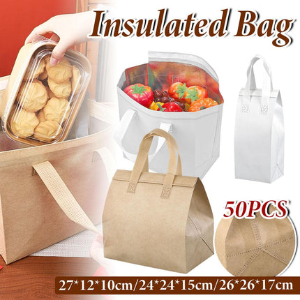 50pcs Thermal Insulation Packing Bag Non Woven Milk Tea Cake Food Storage Bag