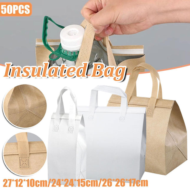 50pcs Thermal Insulation Packing Bag Non Woven Milk Tea Cake Food Storage Bag