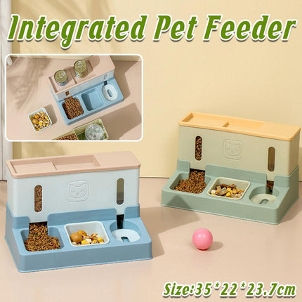 All in One Pet Feeding Bowl Cat Dog Water and Food Feeder Automatic Dispenser