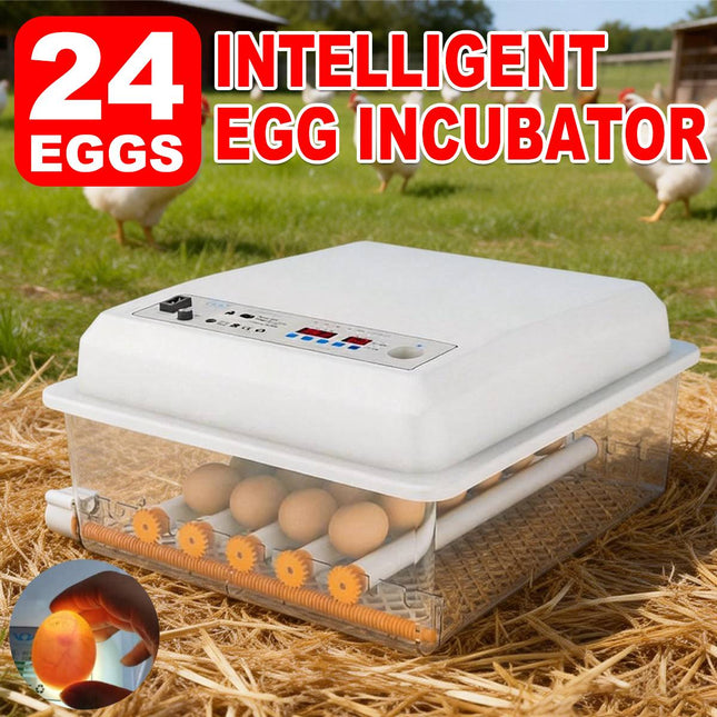 24 Egg Incubator Auto Turning Digital Temp Humidity Control for Chicken Duck