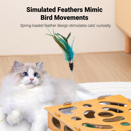 Cat Self Entertainment Boredom Toy Set Puzzle Maze Box Tease Stick With Bells