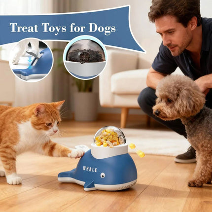 Whale Shaped Treat Feeder Slow Feeder For Cat Dog Interactive Self Play Pet Toy