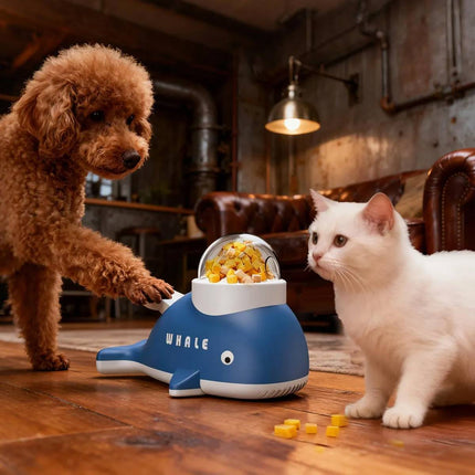 Whale Shaped Treat Feeder Slow Feeder For Cat Dog Interactive Self Play Pet Toy