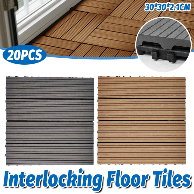 20PCS Interlocking Floor Tiles Plastic Wood Material for Room Gym Garage