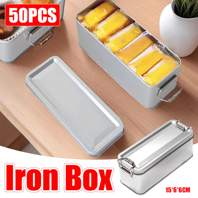 50 Pack Rectangular Metal Storage Tin Boxes with Buckle Lid for Gifts Crafts Storage