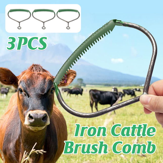3PCS Iron Cattle Brush Comb Durable for Cattle Horses Sheep Grooming Hair Care