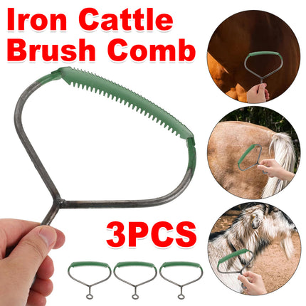 3PCS Iron Cattle Brush Comb Durable for Cattle Horses Sheep Grooming Hair Care