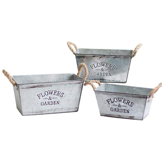 3PCS Iron Flower Pots Vintage Style 3 Sizes for Garden Balcony Plant Decor Use