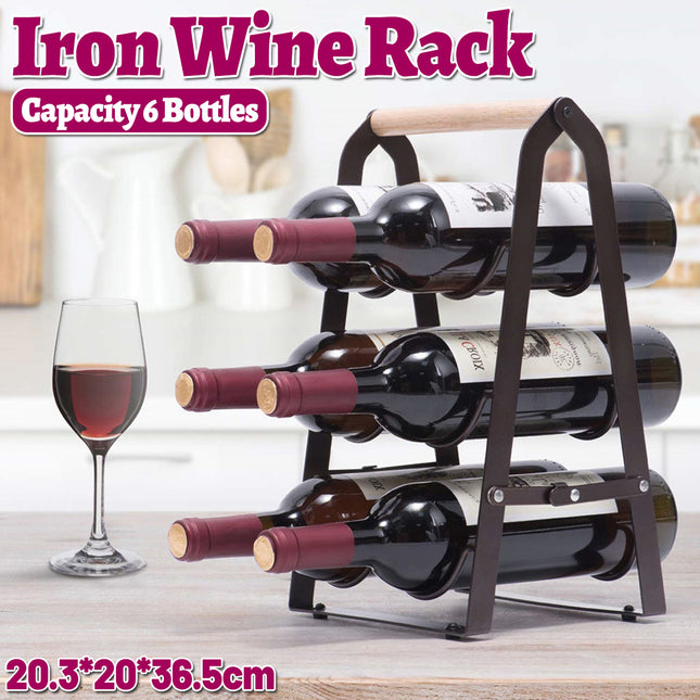 Wrought Iron Wine Rack Decorative Champagne Holder Vintage Bottle Shelf Stand