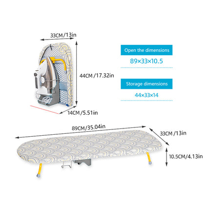 Folding Portable Ironing Board with Adjustable Rack for Home Use
