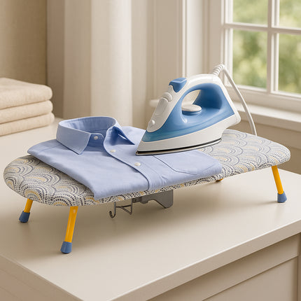 Folding Portable Ironing Board with Adjustable Rack for Home Use