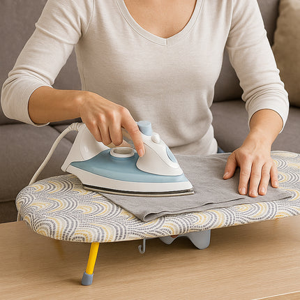 Folding Portable Ironing Board with Adjustable Rack for Home Use