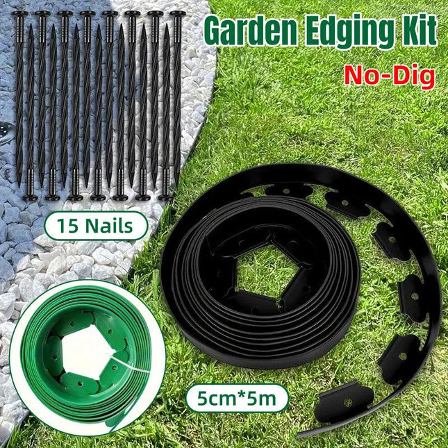 L Shaped Garden Edging Border Grass and Stone Landscape Barrier Retaining Strip