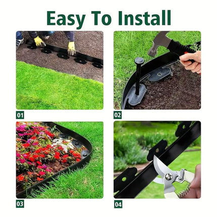 L Shaped Garden Edging Border Grass and Stone Landscape Barrier Retaining Strip