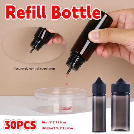 Portable Dropper Bottle Set 50ml 100ml Refill Squeeze Bottles 30 Pack