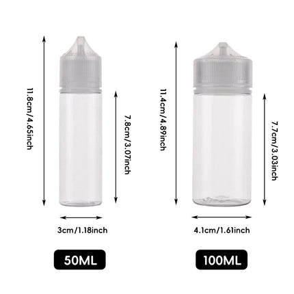 Clear Dropper Bottle Set 50ml 100ml Refill Squeeze Bottles 30 Pack