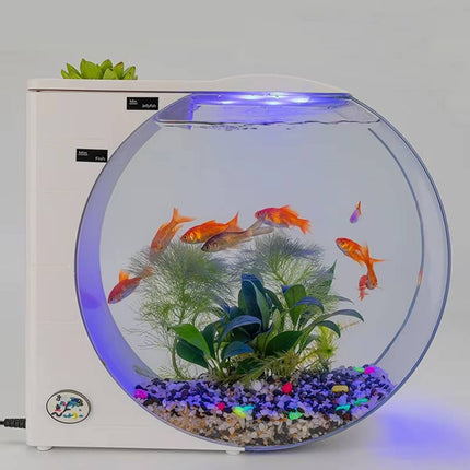 Round Jellyfish Fish Tank 10L Desktop Aquarium with LED Colour Lights