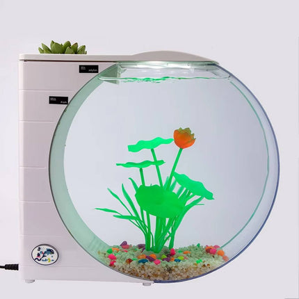 Round Jellyfish Fish Tank 10L Desktop Aquarium with LED Colour Lights