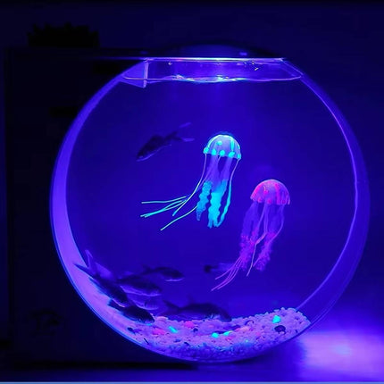 Round Jellyfish Fish Tank 10L Desktop Aquarium with LED Colour Lights