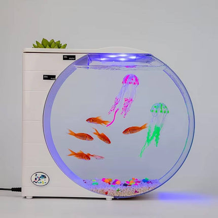 Round Jellyfish Fish Tank 10L Desktop Aquarium with LED Colour Lights