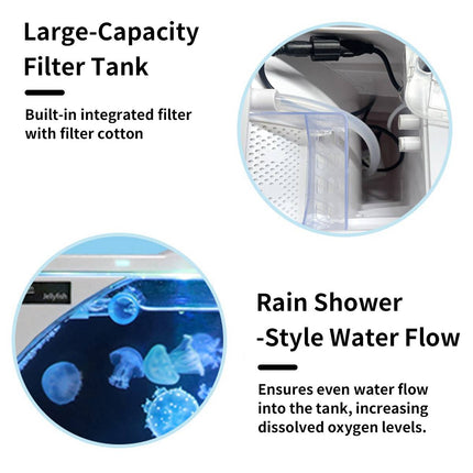 Round Jellyfish Fish Tank 10L Desktop Aquarium with LED Colour Lights