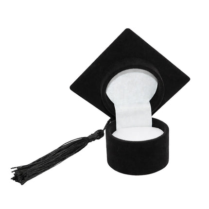 Graduation Cap Ring Boxes 6 Pack Velvet Keepsake Black Blue