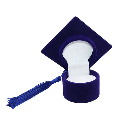 Graduation Cap Ring Boxes 6 Pack Velvet Keepsake Black Blue