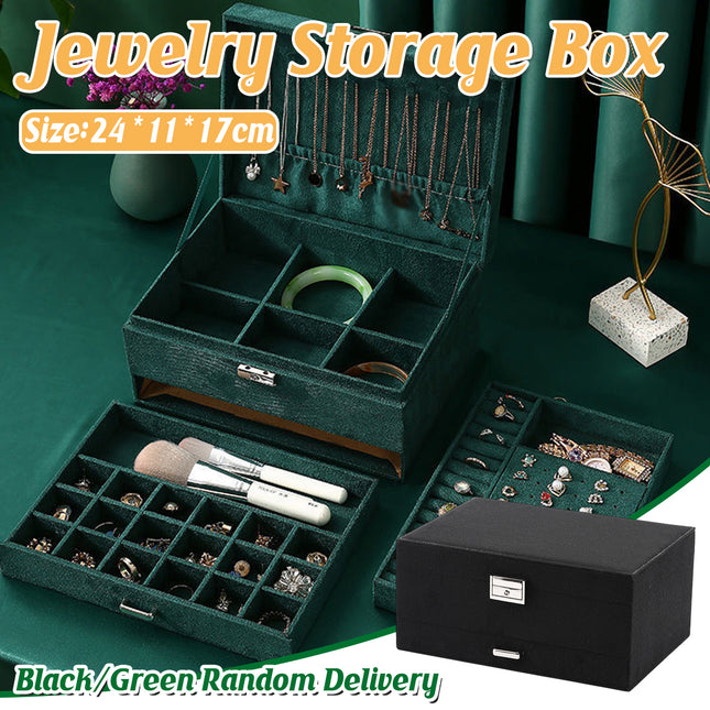 Vintage Triple Jewellery Storage Box Multifunctional Organizer Jewellery Case