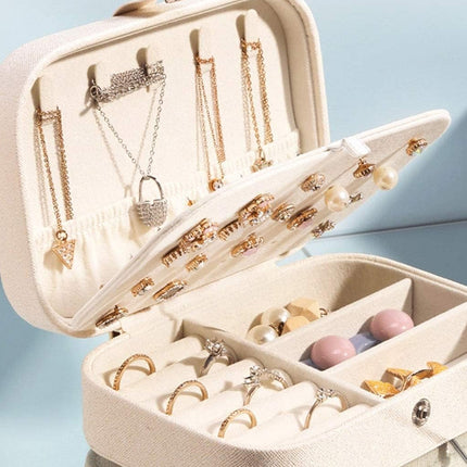 Portable Jewellery Box Travel Case Ring Earring Necklace 16 x 11.5 x 5cm