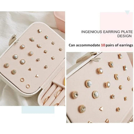 Portable Jewellery Box Travel Case Ring Earring Necklace 16 x 11.5 x 5cm