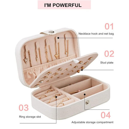 Portable Jewellery Box Travel Case Ring Earring Necklace 16 x 11.5 x 5cm