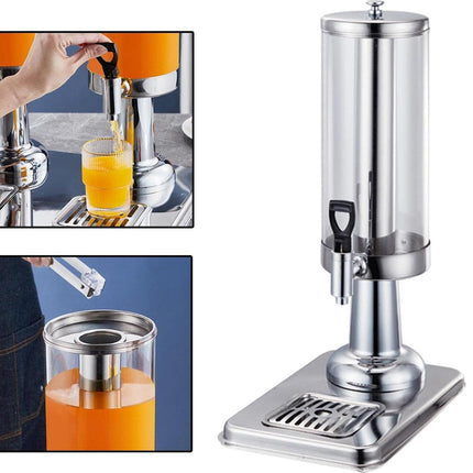 3L Stainless Steel Juice Dispenser Single Tap Beverage Server Cold Drink Container