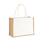 Jute Canvas Handheld Tote Bags 5 Pack Blank Front Panel