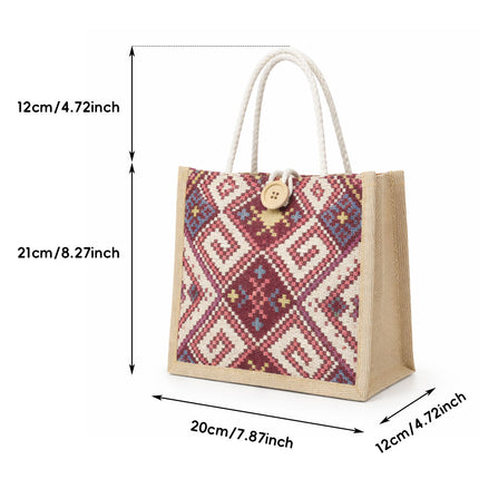 Ethnic Jacquard Jute Tote Bags 10 Pack Two Colours