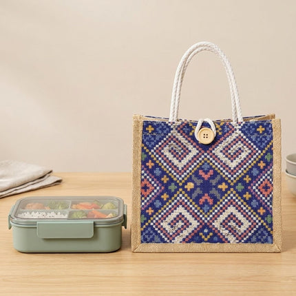 Ethnic Jacquard Jute Tote Bags 10 Pack Two Colours