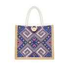 Ethnic Jacquard Jute Tote Bags 10 Pack Two Colours