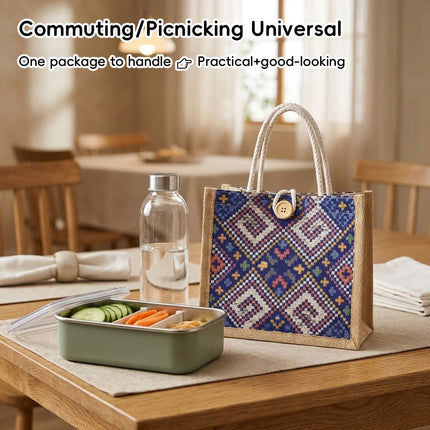 Ethnic Jacquard Jute Tote Bags 10 Pack Two Colours