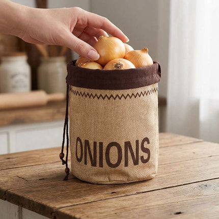 Kitchen Drawstring Jute Produce Bags 2 Pack Labeled