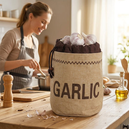 Kitchen Drawstring Jute Produce Bags 2 Pack Labeled